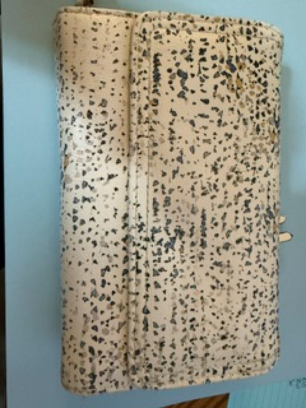 Cream Speckled Print Flap Wallet Wristlet with Zip Compartment 0091